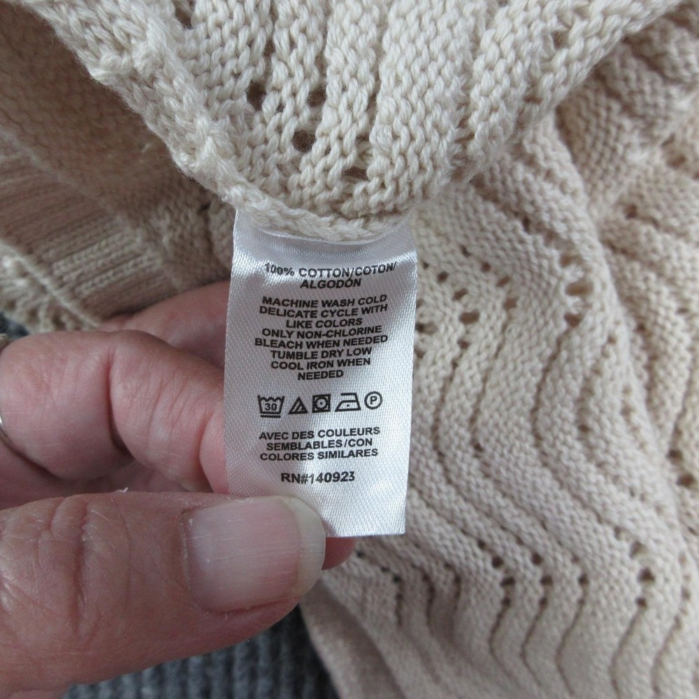 LOFT Sweater Womens M Cream Open-Knit Crochet Square Neck Sleeveless Summer NWT - Picture 7 of 10